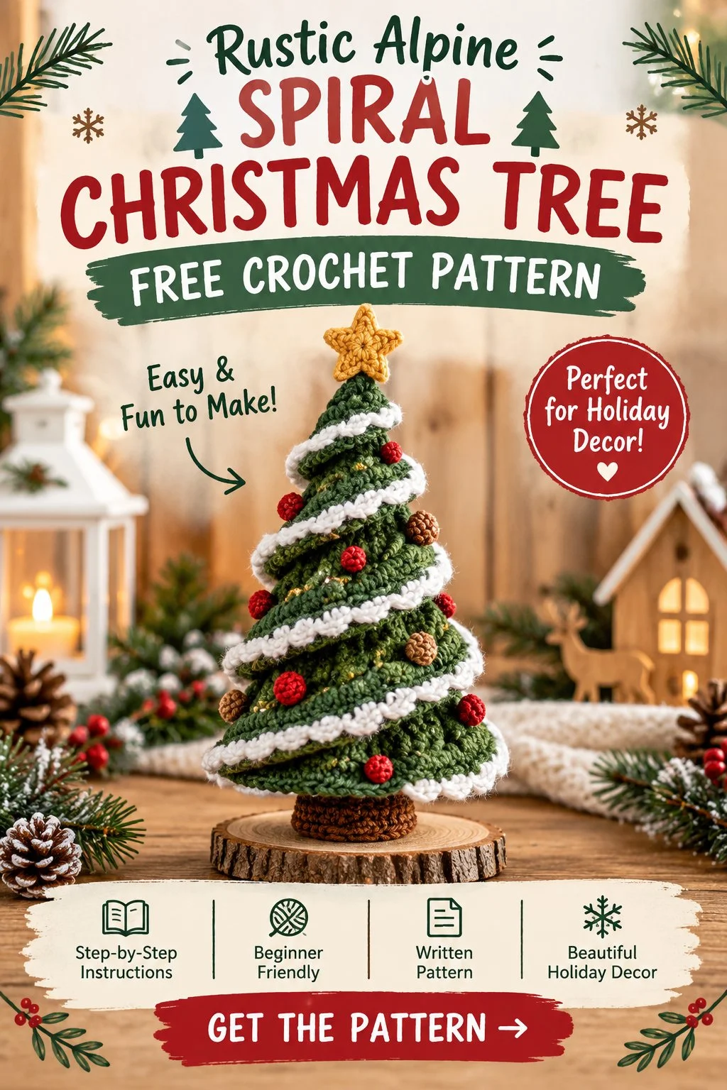 Rustic Alpine Spiral Christmas Tree Free Crochet Pattern