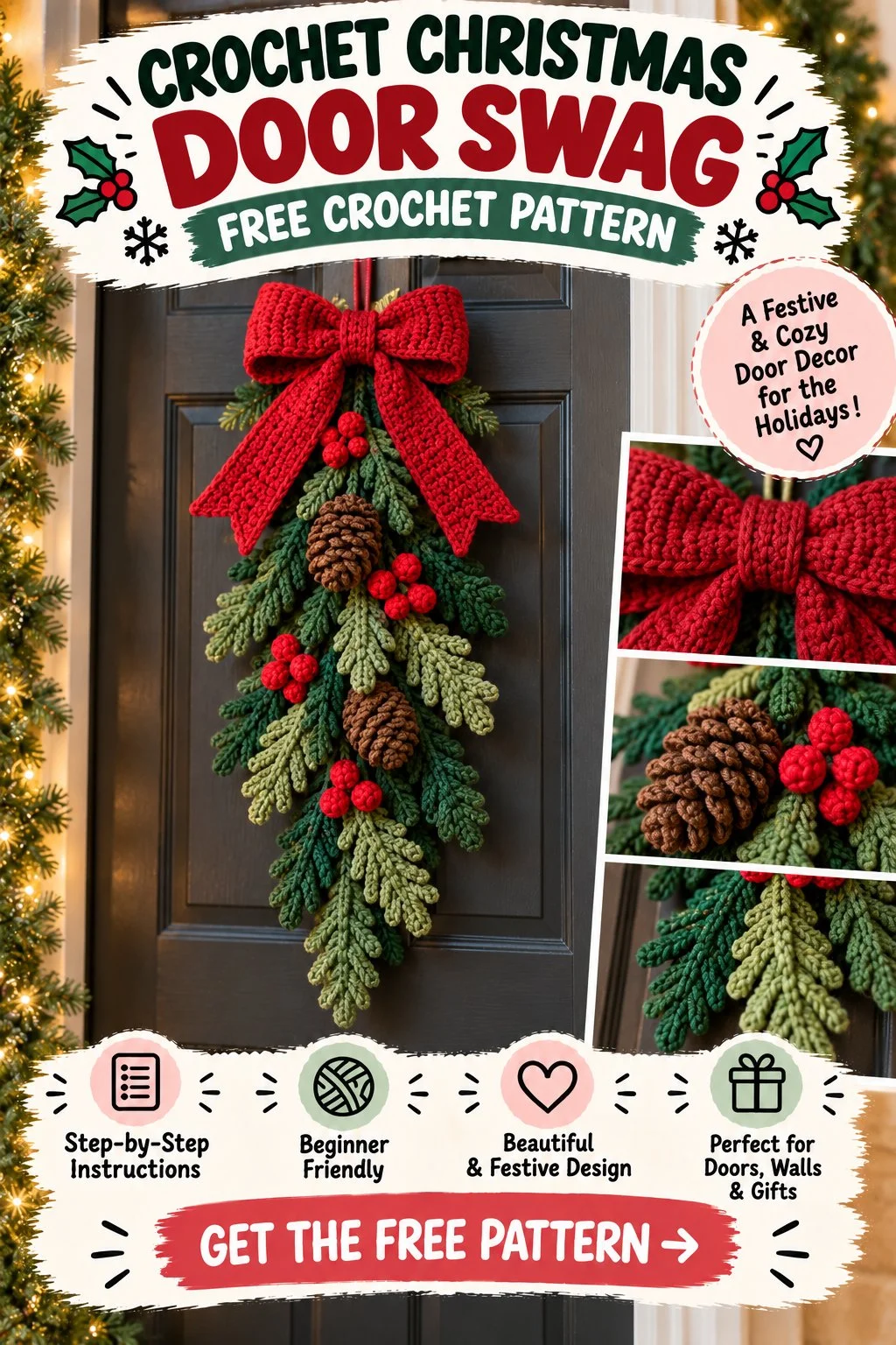 Crochet Christmas Door Swag Pattern - Free Crochet Pattern