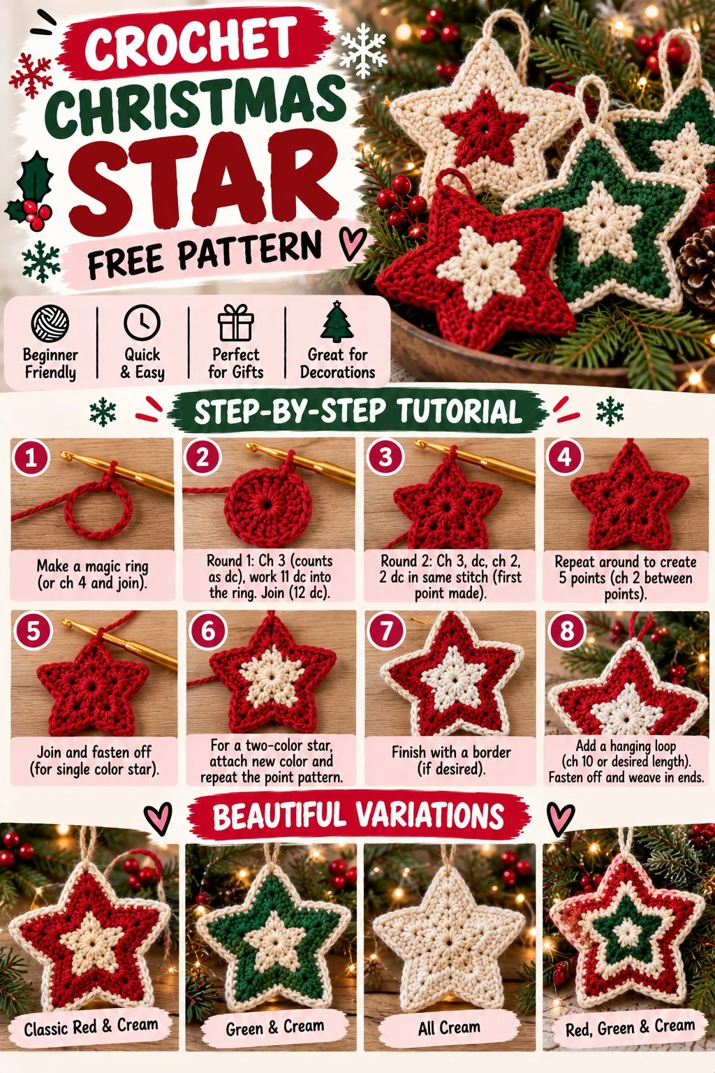 Crochet Christmas Star Free Pattern