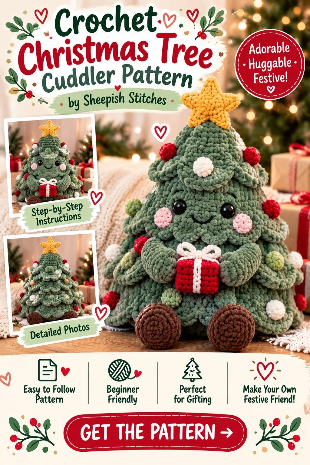 Crochet Christmas Tree Cuddler Pattern by Sheepish Stitches