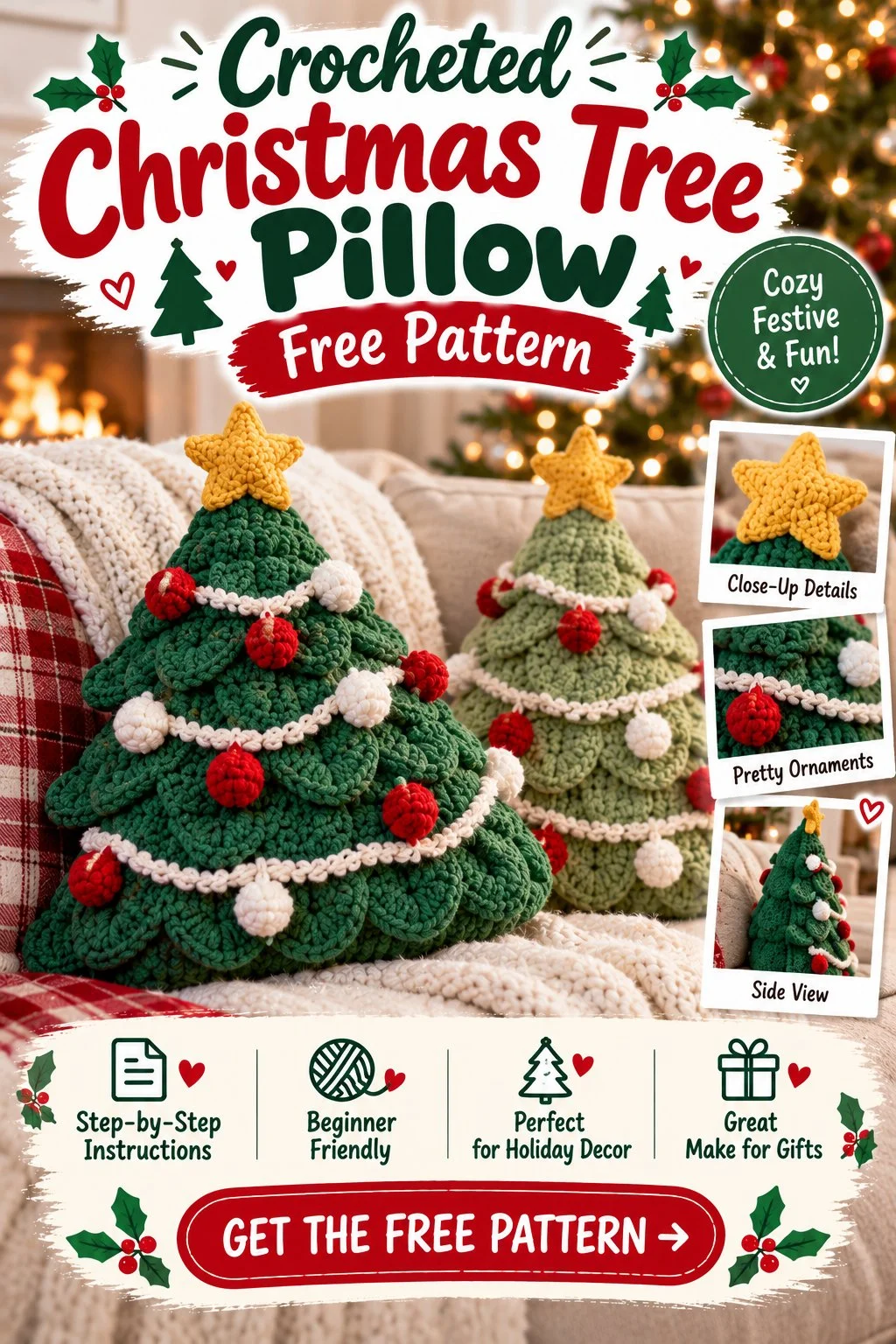 Crocheted Christmas Tree Pillow Free Pattern