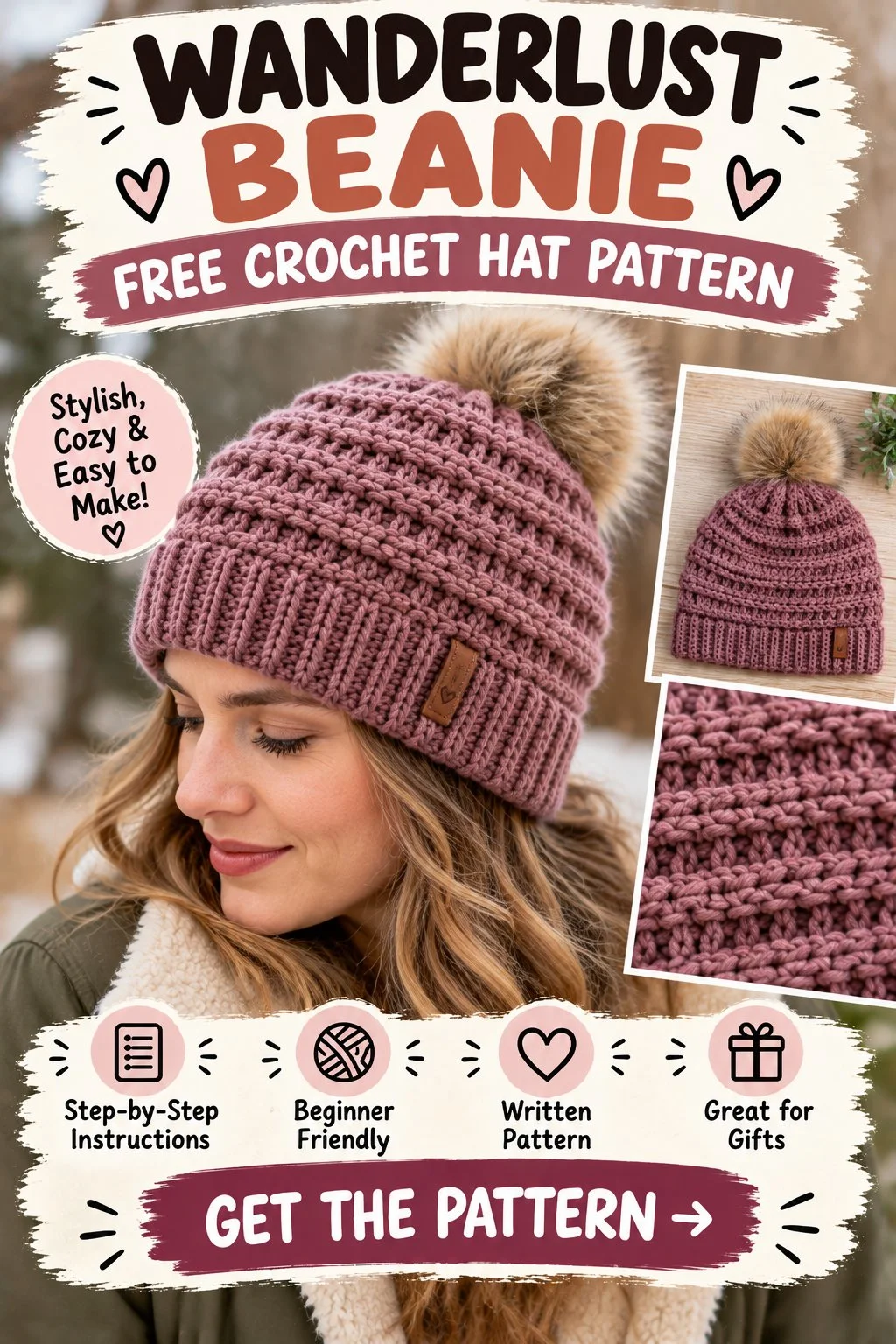 Wanderlust Beanie Free Crochet Hat Pattern