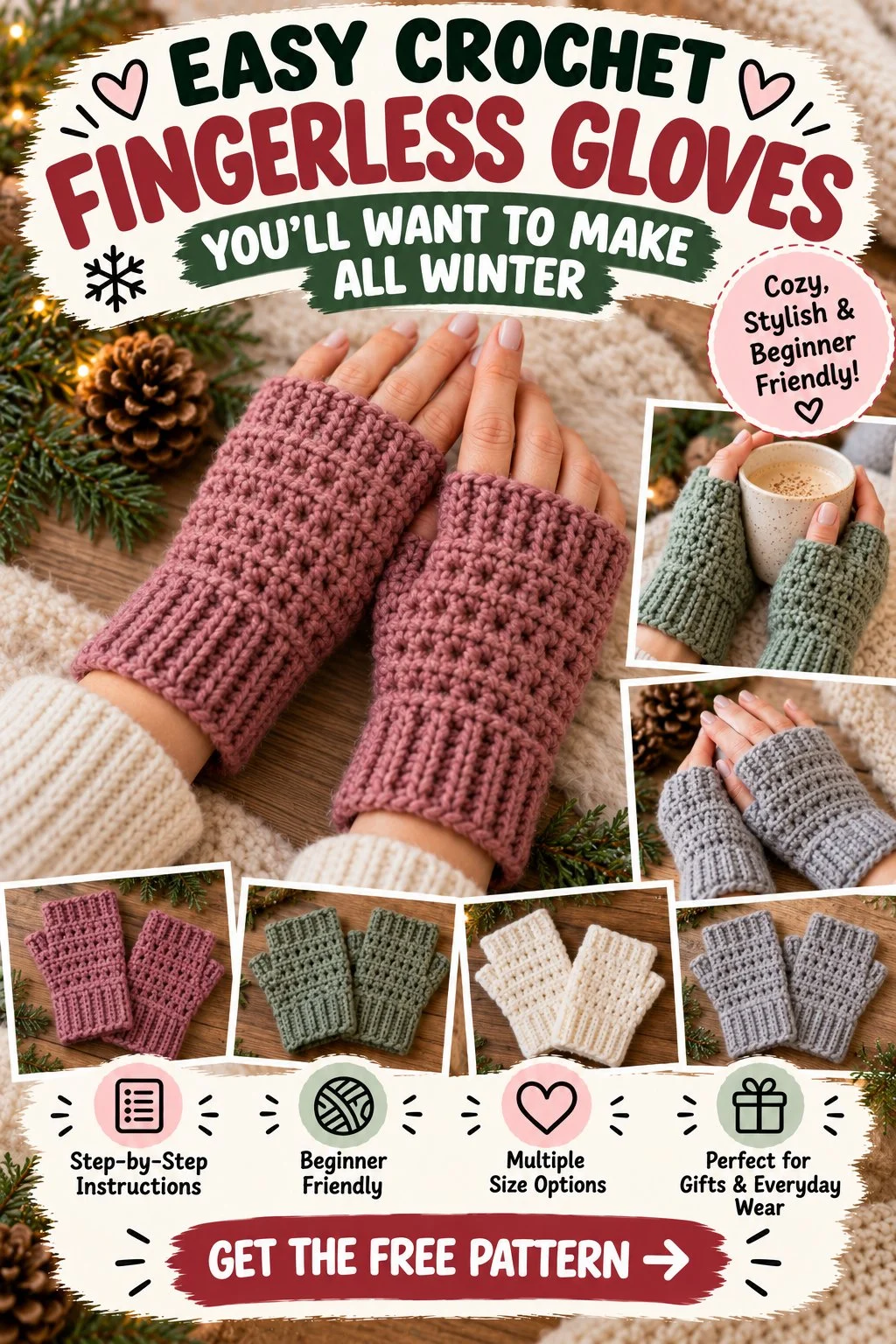 Easy Crochet Fingerless Gloves You’ll Want to Make All Winter