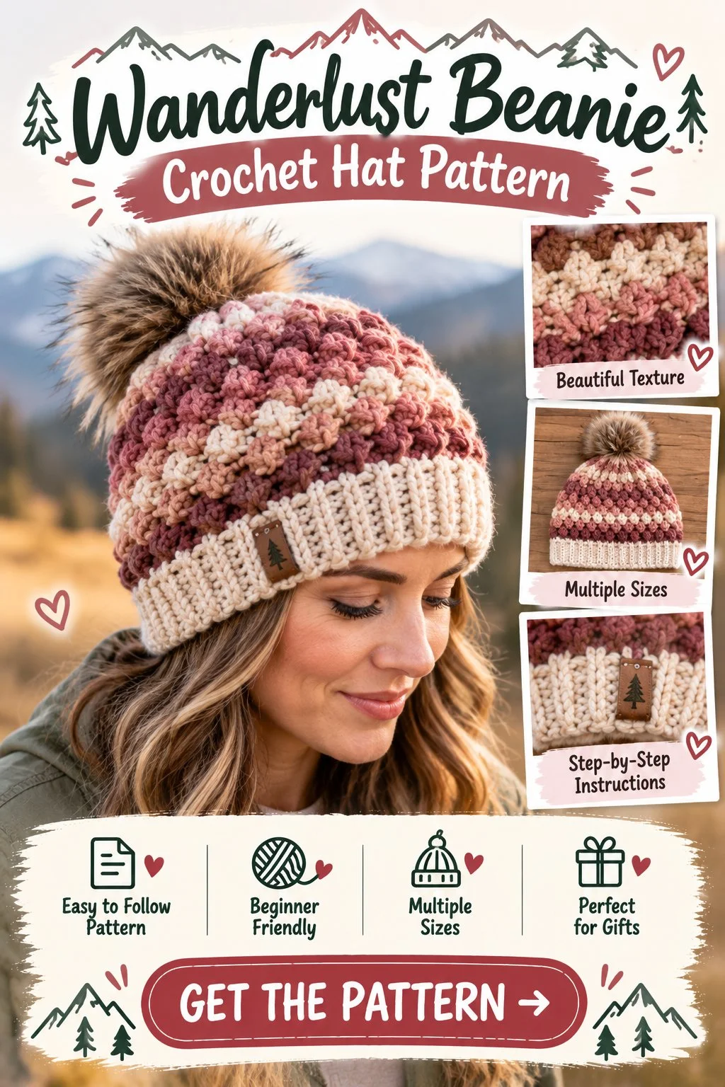Wanderlust Beanie Crochet Hat Pattern - Kirsten Holloway Designs