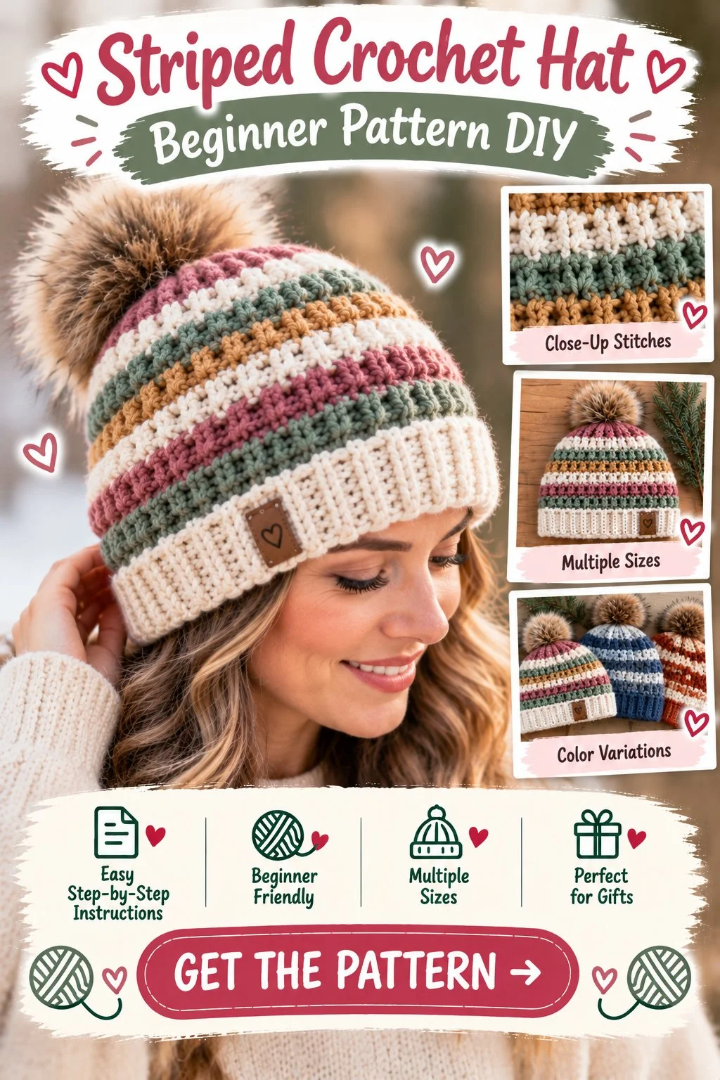 Slouch Beanie Hat for Women Free Crochet Pattern