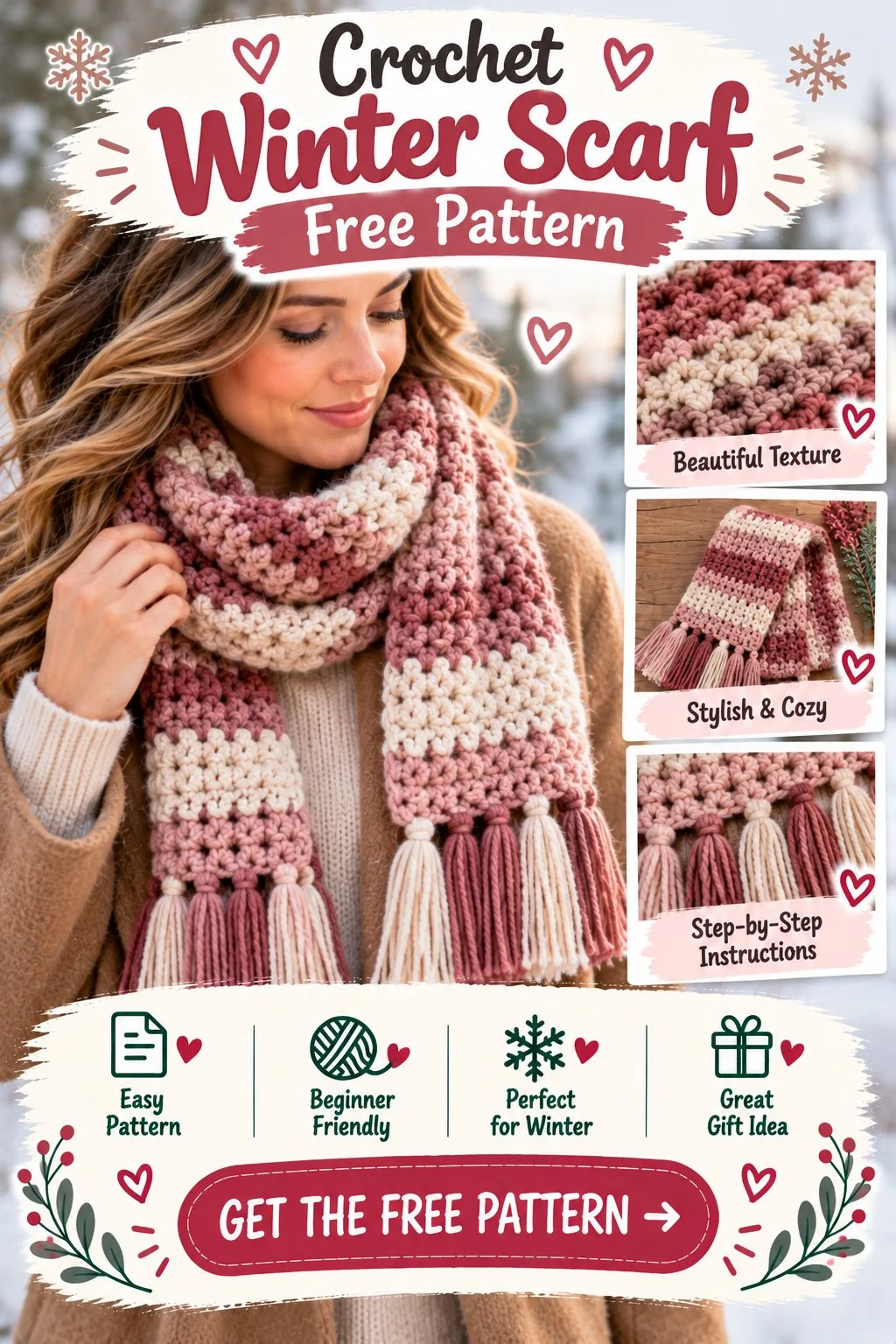 Crochet Winter Scarf (Free) - Crochet Dreamz