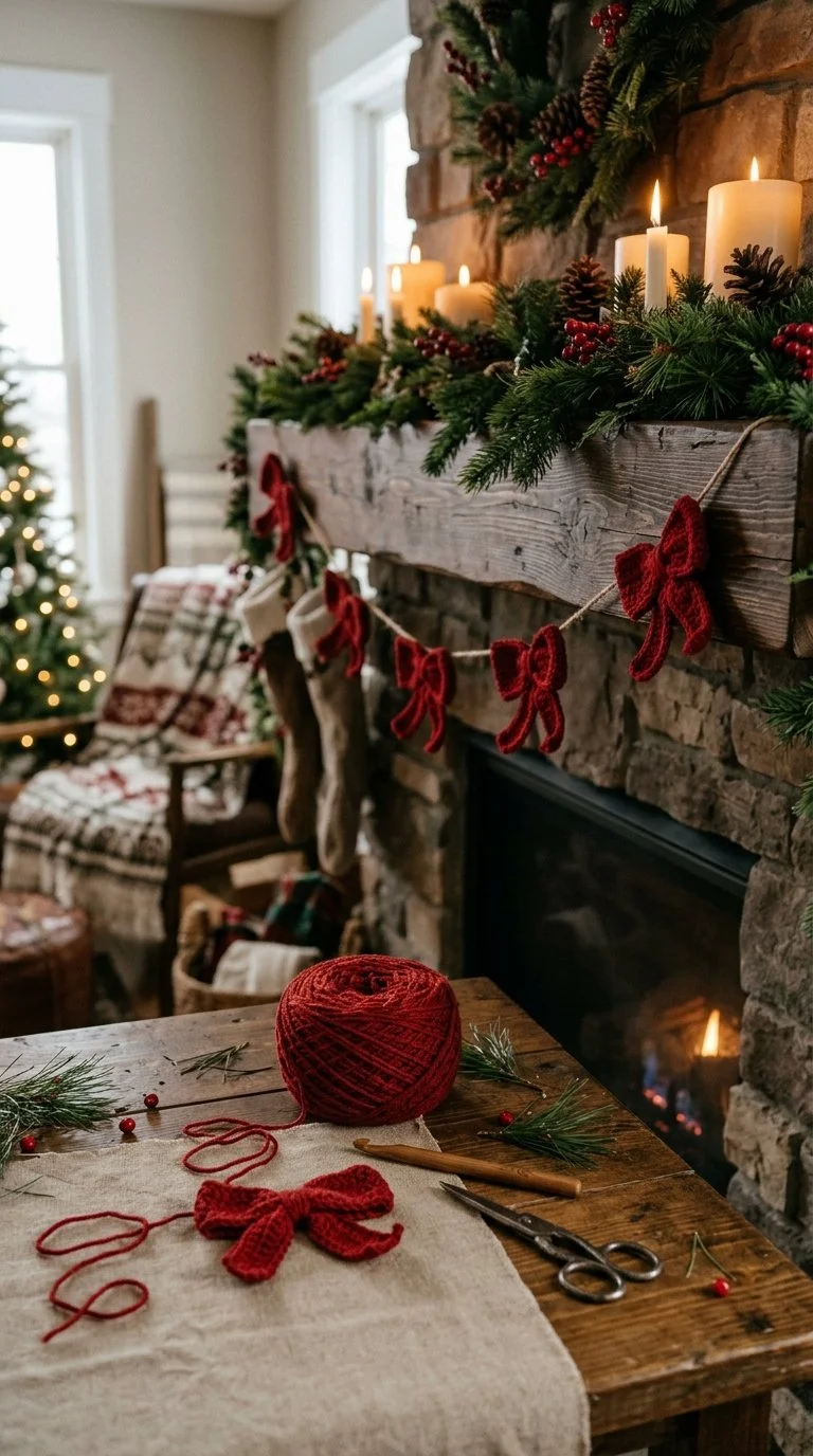Easy Crochet Christmas Bow Garland Pattern For Beginners