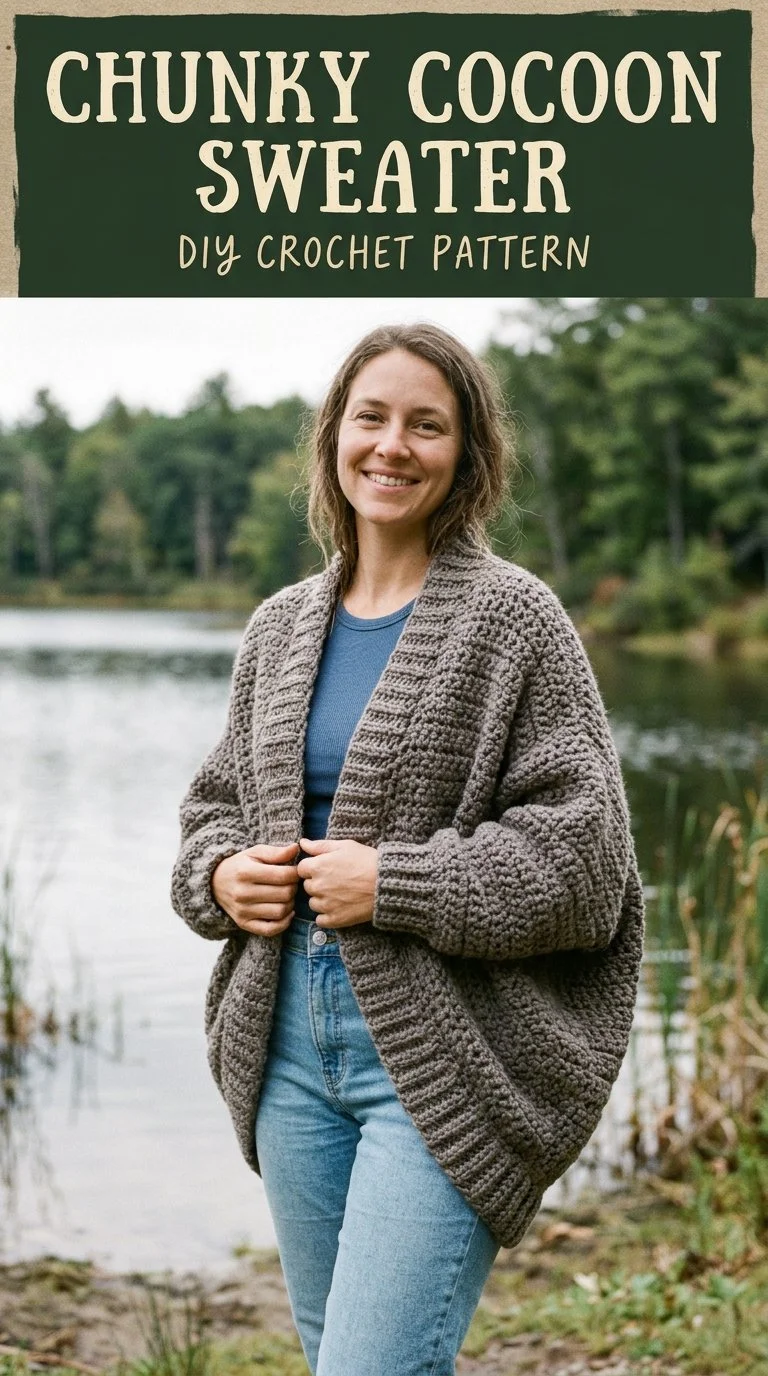 Easy chunky crochet cocoon cardigan sweater pattern guide