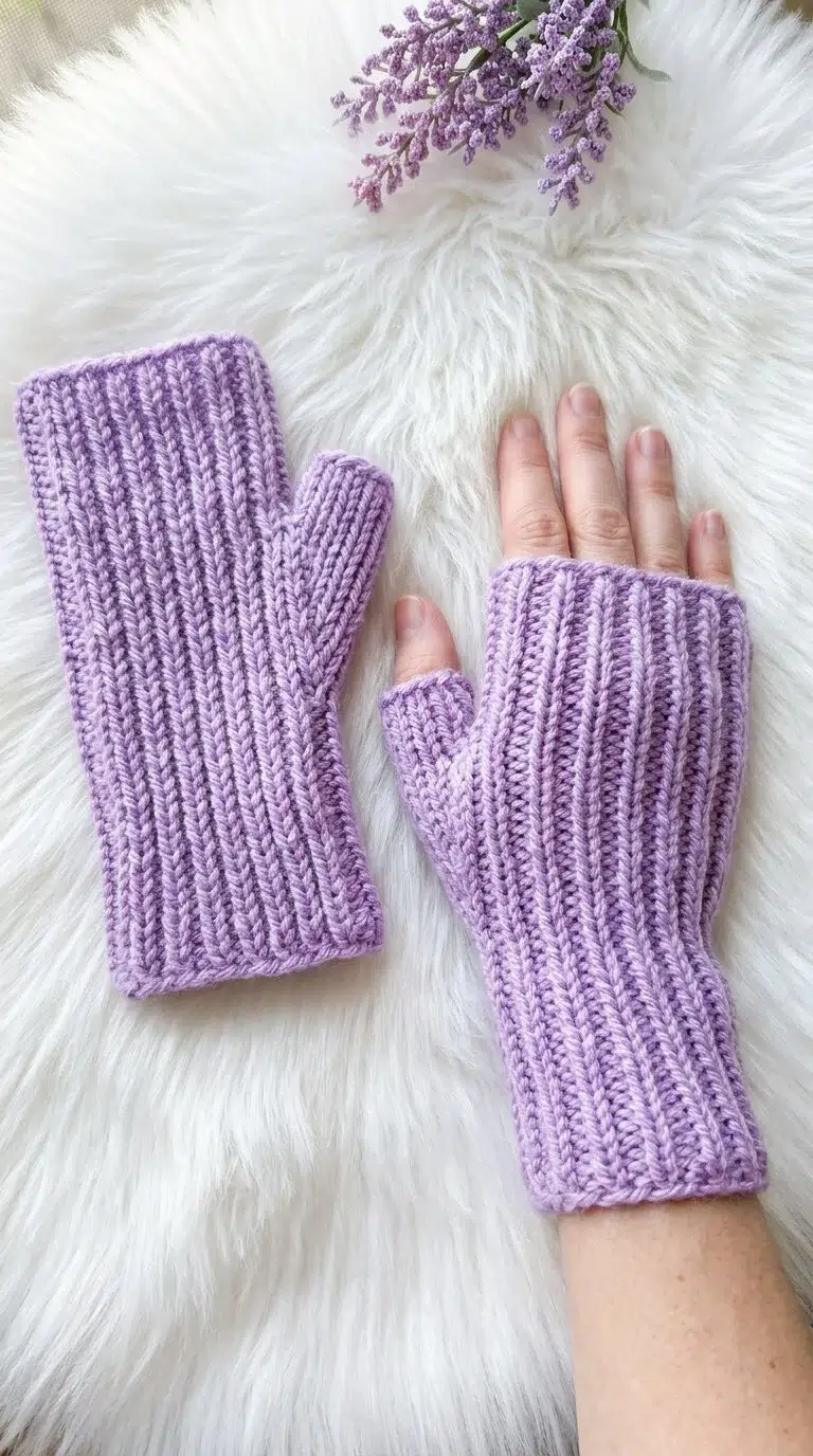 Free Crochet Ribbed Fingerless Gloves Pattern - Crochet Bits
