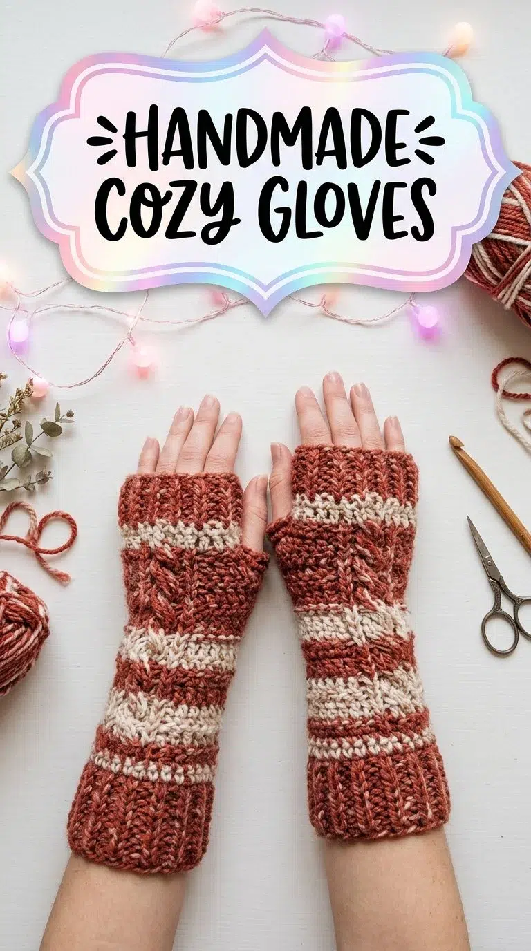 Ridged Crochet Fingerless Gloves - Easy Free Pattern!