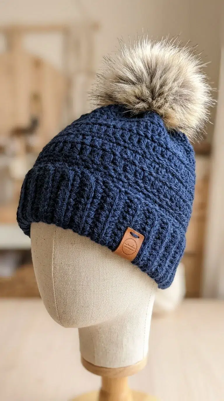 Textured Winter Beanie Hat | Free Crochet Pattern for Men