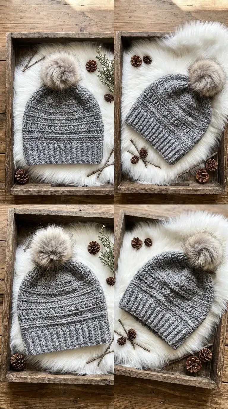 Easy Winter Slouch Beanie Hat for Women Free Crochet Pattern