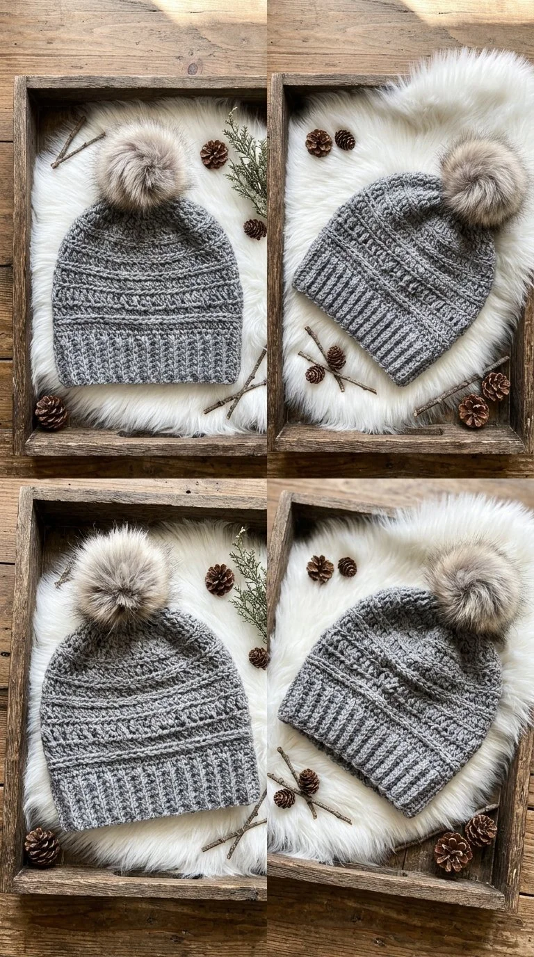 Easy Winter Slouch Beanie Hat for Women Free Crochet Pattern