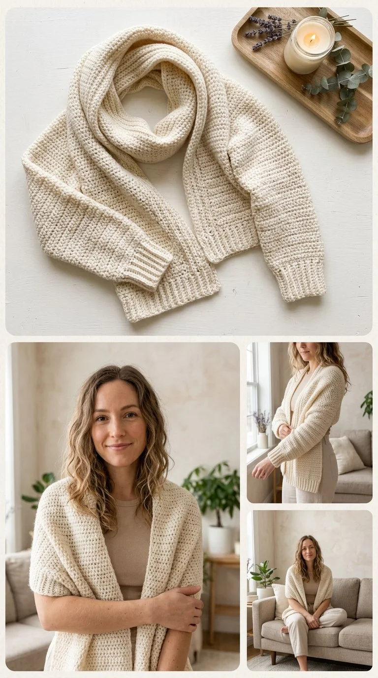 Winter Wheat Crochet Sweater Scarf Free Pattern